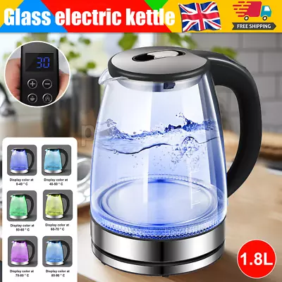 2200W Electric Kettle Glass Temperature Control 7 Colors Change LED Fast Boiling • £30.73