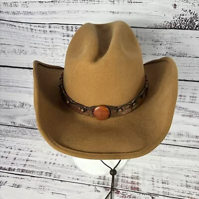 Montecarlo Chuck Wagon III 100% WOOL FELT Vintage Brown Cowboy Hat RARE • $48.87