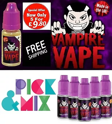 Vampire Vape E-Liquid 5 X 10ml Heisenberg Pink Blackjack Ice Menthol Dawn Ejuice • £9.80