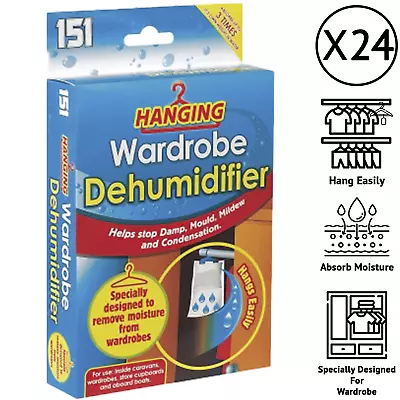 Hanging Wardrobe Dehumidifier Damp Mould Mildew Moisture Condensation 3PK X8 • £21.99