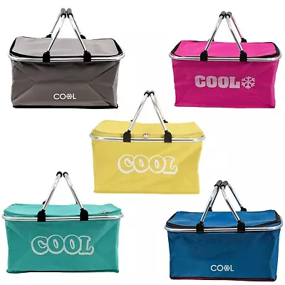 35 L Insulated Folding Picnic Camping Shopping Bag Cooler Cool Basket Box Hamper • £11.59