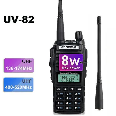 $50.99 • Buy UV-82 Dual Band 8W VHF/UHF Walkie Talkie Long Range FM Two Way Ham Radio