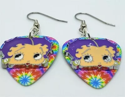 Betty Boop With Purple Hair Guitar Pick Earrings - Pick Your Color • $5.50