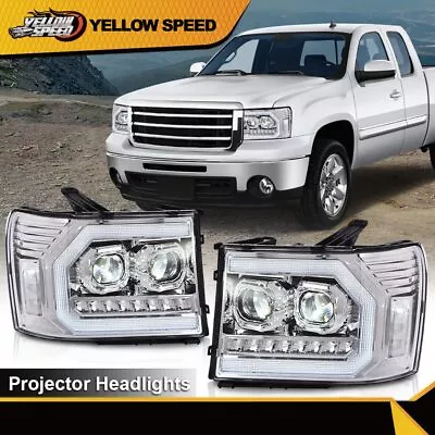 Fit For 2007-2013 GMC Sierra 1500 2500HD 3500HD LED DRL Tube Projector Headlight • $163.99