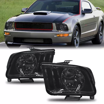 Pair Black Housing Headlights Front Lamps For 2005-2009 Ford Mustang • $63.95