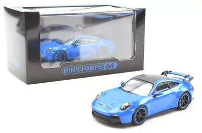 Minichamps 64 Shark Blue Porsche 992 911 GT3 1:64 Scale Diecast Car 643061003 • $20.99