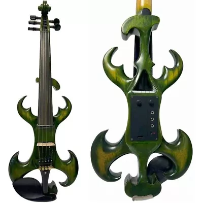 Rare Model Solid Wood Crazy-4 SONG Brand Green 5 Strings Electric Violin 4/4 • $281