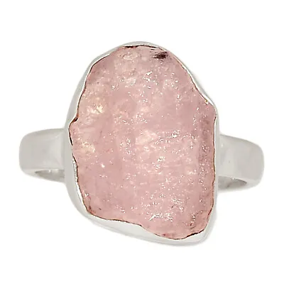 Natural Morganite Rough - Madagascar 925 Silver Ring Jewelry S.9 CR25185 • $15.99