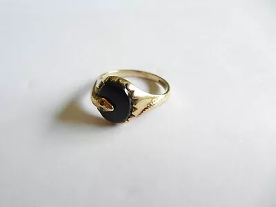 Gents Unusual 9ct  Gold Onyx & Garnet Snake Signet  Ring ~ 3.1 Grams • £189