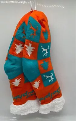 Unisex Multicolor Miami Dolphins Warm Winter Aqua Footy Slipper Socks 5-9M 6-10W • $22.74