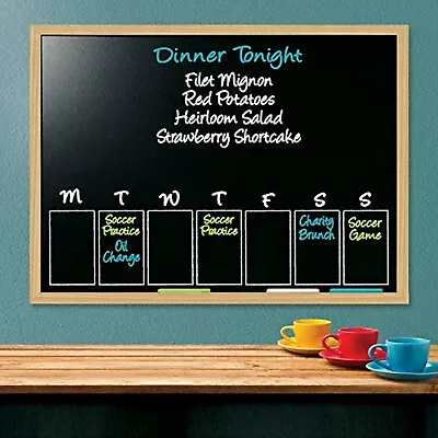 £8.99 • Buy Premium Magnetic Blackboard Wooden Framed School Office Notice Menu Chalk Board