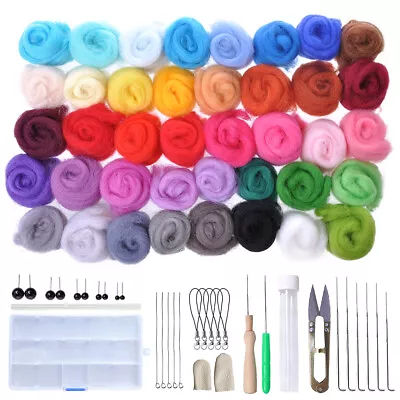 Needle Felting Starter Tool Kit Set Wool Roving 40 Colors Set For DIY Gift UK • £9.88