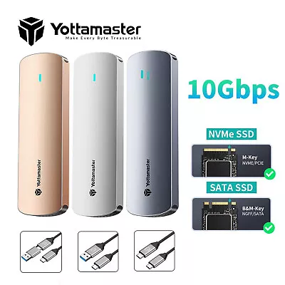 Yottamaster M.2 NVME TO USB 3.2 Enclosure Storage Case Adapter SSD SATA External • $26.59