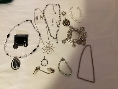 Vintage Lot 14 Pc Estate Costume SILVER Tone Jewelry Mixed Wearable • $24.75
