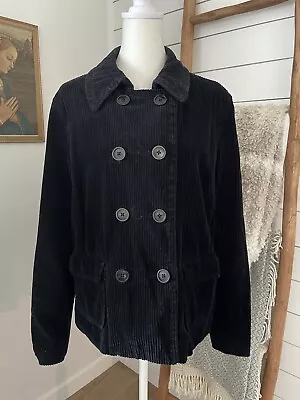 Vintage Gap Blazer Jacket Corduroy Double Breasted Lined Black Womens Large • $29