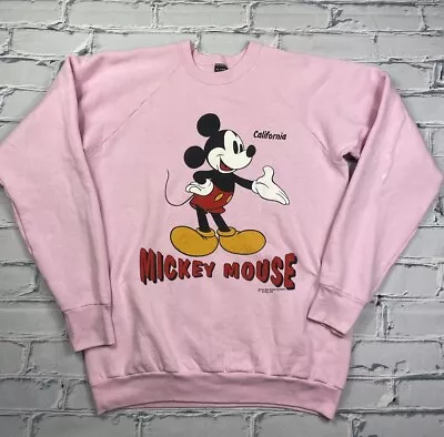 Vintage Disney 90’s Pink Mickey Mouse Sweatshirt Women’s Sz M/L USA (Read) • $25