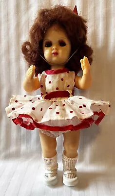 Vtg. 10  Tiny Terri Lee Doll Walker W/rare Tagged Dotted Swiss Heart Fund Dress • $85