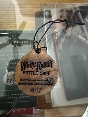 Jack Daniels White Rabbit Bottle Shop Decanter Wooden Bottle Tag 2017 • £19.27