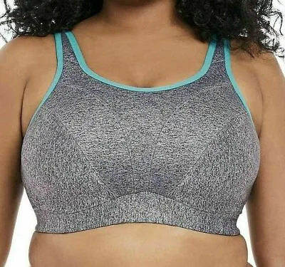 Goddess Sports Bra Synergy Slate Blue Size 34DD Non Wired Unpadded Full Cup 6911 • $35.23
