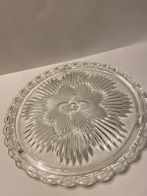 $5.99 • Buy Vintage Indiana Glass Flower Sunburst, Cake Plate, 1960's 11 1/2 