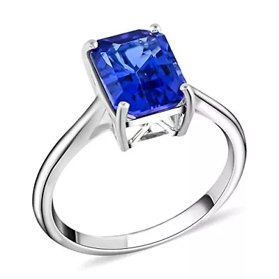 RHAPSODY Platinum AAAA Tanzanite Solitaire Ring  Diamond VS E-F TCW 2.7 Ct • £2594.99