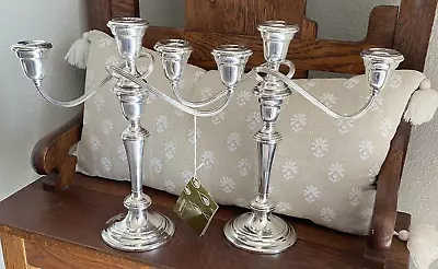 VTG Gorham Silverplate Colonial Candelabra Beautiful Polished Pair YC 3032 • $185