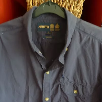 Musto Dark Blue Short Sleeve Shirt Sz L • £10