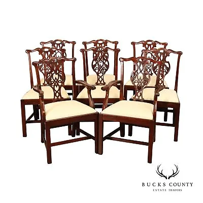 Baker Historic Charleston Chippendale Style Set Of Eight Mahogany Dining Chairs • $3495