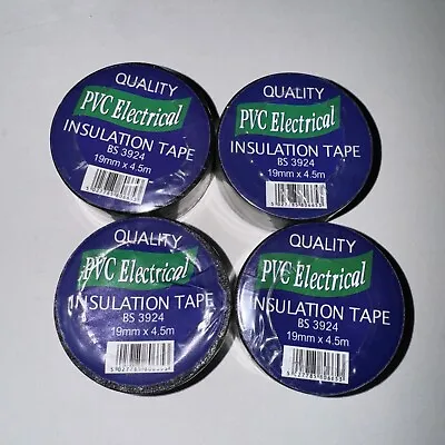 4 X High Quality PVC Electrical Insulation Tape 19mm X 4.5m Black • £5.99