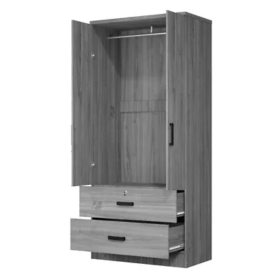 Better Home Products Grace Armoire Wardrobe With Mirror & Drawers In Gray • $314.26