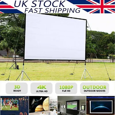 100  Projector Screen With Stand 16:9 White Matte 3D 4K HD Home Cinema Theater • £37.97