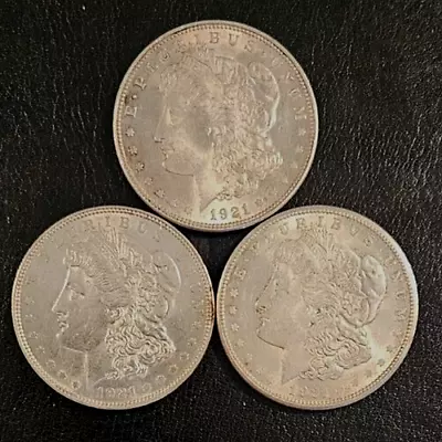 Collector Lot Of 3 1921 P -D-S Morgan Silver Dollars Gorgeous Luster BU/UNC! • $118.95