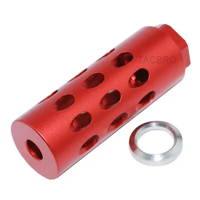 Anodized Aluminum 14x1 LH Left Hand Thread Pitch Muzzle Brake For 7.62x39 - Red • $19.99