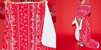 $24.17 • Buy VICTORIA'S SECRET Sherpa Fleece Holiday Blanket Cozy50X60 Red Snowflake #C4-3