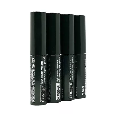 Lot 4x Clinique High Impact Mascara 01 Black 0.14oz/3.5mL Each Travel Mini Size • $11.38