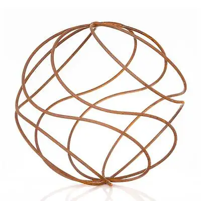 Small Metal Rustic Sphere Spiral Garden Ball Ornament Steel Sculpture • £35.99