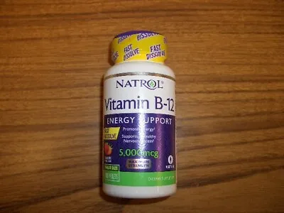 Vitamin B-12 Fast Dissolve Maximum Strength Strawberry 5000 Mcg 100 Tabs 6/25 • $10.75