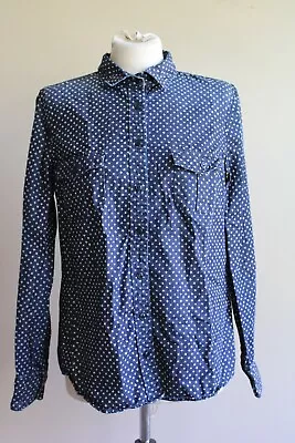 J. Crew 10 Star Dot Keeper Chambray Button Front Top 100% Cotton 06723 • $28