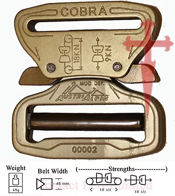 AustriAlpin Cobra 45mm Desert Sand Buckle XL Clips (riggers Belt Combat Shooting • £25