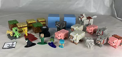Minecraft Toy Figure Lot Of 24 Animals Blocks Mini Micro Figures • $12
