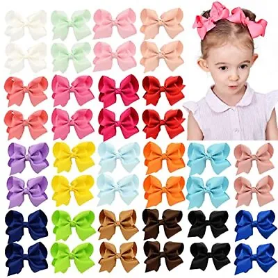 $15.18 • Buy 40PCS 4.5 Inch Hair Bows For Girls Grosgrain Ribbon Toddler Hair Accessories ...