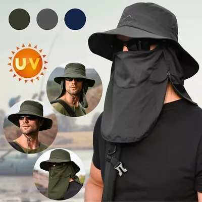 Wide Brim Sun Hat UV Protection Bucket Cap For Hiking Camping Fishing Safari Men • $19.49