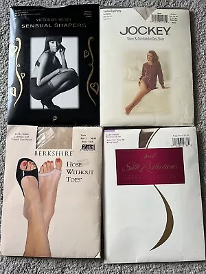 Lot Of 4 Pantyhose Nylons Sz Medium Victoria's Secret Jockey Hanes Nude NIP • $14.99