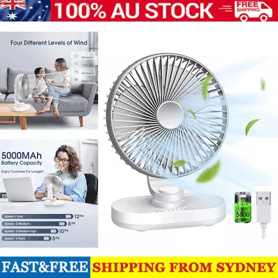 Portable Desk Fan Mini Usb Rechargeable Quiet Cooler Small Table Cooling 4 Speed • $20.89