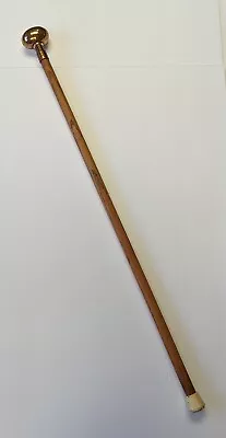 Solid Oak Handmade Walking Cane W/ Antique Oval Shaped Brass Doorknob Handle 32  • $75