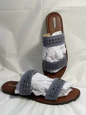 Merona Blue Double Wide Strap Slip On Sandals Women's Size 10 • $12.97