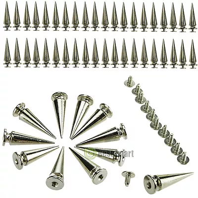 200 PCS Trendy 10MM Silver Spots Cone Screw Metal Studs Rivet Bullet Spikes DIY • $6.59