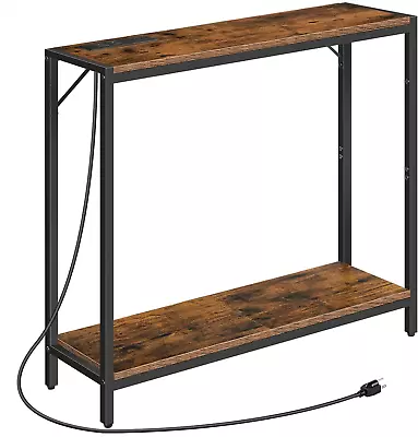 Console Table With Power Outlets 2-Tier Entrance Table Behind Sofa Table Indu • $109.88