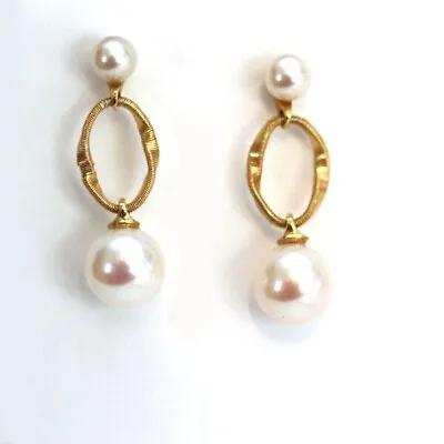 MARCO BICEGO NEW Marrakech Onde 18K Yellow Gold And 5mm & 8mm Pearl Earrings   • $935