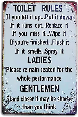 Vintage Style Metal Tin Signs Retro Funny Bathroom Wall Decor Farmhouse Toilet W • $17.77